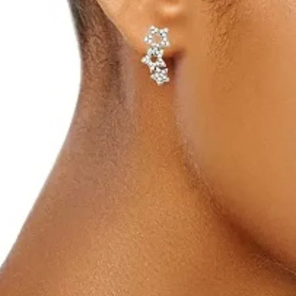 VERA WANG Celestial Silver/Clear Crystal Star Ear Crawler Stud Earrings**NEW! - Picture 3 of 4